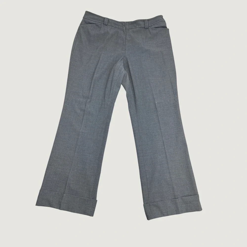 Lane Bryant Dress Pants 18 Tall Grey Straight Leg Cuffed Professional Trousers